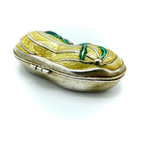Art Nouveau Sterling Silver and Gold Gilt Peanut Pill Box with Enamel Box Kirsten's Corner