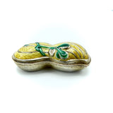 Art Nouveau Sterling Silver and Gold Gilt Peanut Pill Box with Enamel Box Kirsten's Corner