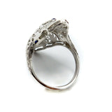 Art Deco 18K White Gold Diamond and Sapphire Ring ring Kirsten's Corner Jewelry