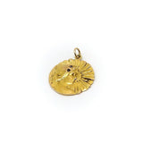 Art Nouveau 18K Gold Young Flower Girl Medallion Charm Kirsten's Corner
