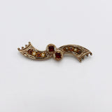 9K Rose Gold, Garnet, and Seed Pearl Bar Pin Brooches, Pins Kirsten's Corner Jewelry