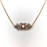 Victorian 18K Gold & Silver Necklace w/ Emeralds, Pearl & Diamonds I Kirsten's Corner Necklace Kirsten's Corner