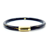 SOHO 18K Gold Black Enamel Calligraphic Stripe Bangle Bracelet Bracelet Kirsten's Corner Jewelry