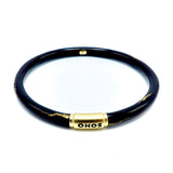 SOHO 18K Gold Black Enamel Calligraphic Stripe Bangle Bracelet Bracelet Kirsten's Corner Jewelry