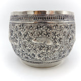 Intricate Burmese Sterling Silver Repoussé Zodiac Bowl Objects of Virtue Kirsten's Corner Jewelry