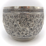 Intricate Burmese Sterling Silver Repoussé Zodiac Bowl Objects of Virtue Kirsten's Corner Jewelry