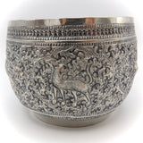 Intricate Burmese Sterling Silver Repoussé Zodiac Bowl Objects of Virtue Kirsten's Corner Jewelry