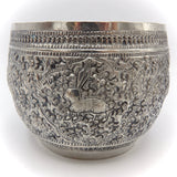 Intricate Burmese Sterling Silver Repoussé Zodiac Bowl Objects of Virtue Kirsten's Corner Jewelry