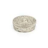 Victorian Matched Pair of Hanau Oval Silver Boxes Depicting Gentlemen Objects of Virtue Kirsten's Corner Jewelry