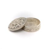 Victorian Gorham Sterling Silver Floral Repousse Rouge Pot or Pill Box Objects of Virtue Kirsten's Corner Jewelry