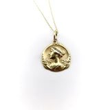 Art Nouveau 18K Gold Maiden Pendant with Diamond Wreath Necklaces, Pendants Kirsten's Corner