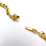 Georgian 18K Gold Beaded Muff Chain with Etruscan Revival Turquoise Clasp Chain Kirsten's Corner Jewelry