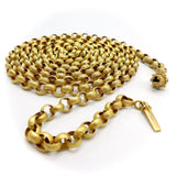 Georgian 18K Gold Beaded Muff Chain with Etruscan Revival Turquoise Clasp Chain Kirsten's Corner Jewelry