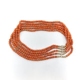 Victorian 5 Strand Coral Choker With 10K Gold Bars & Clasp Necklace Kirsten's Corner Jewelry