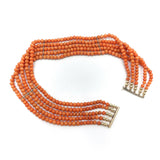 Victorian 5 Strand Coral Choker With 10K Gold Bars & Clasp Necklace Kirsten's Corner Jewelry