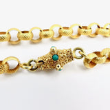 Georgian 18K Gold Beaded Muff Chain with Etruscan Revival Turquoise Clasp Chain Kirsten's Corner Jewelry