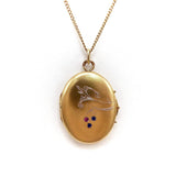 14K Gold Imperial Russian Locket with Rubies & Sapphires locket Kirsten's Corner Jewelry