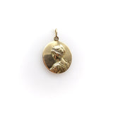 Art Nouveau 18K Gold Maiden Pendant with Diamond Wreath Love Token Pendant, Charm Kirsten's Corner