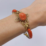 Victorian 14K Gold and Coral Medusa Snake Bracelet Kirsten's Corner