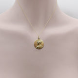 Art Nouveau 18K Gold Maiden Pendant with Diamond Wreath Love Token Pendant, Charm Kirsten's Corner