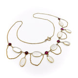 Edwardian Era 14K Gold Festoon Moonstone and Amethyst Necklace necklace Kirsten's Corner Jewelry