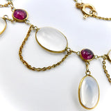 Edwardian Era 14K Gold Festoon Moonstone and Amethyst Necklace necklace Kirsten's Corner Jewelry