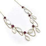 Edwardian Era 14K Gold Festoon Moonstone and Amethyst Necklace necklace Kirsten's Corner Jewelry