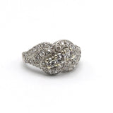 Classic Retro Ribbon Design Diamond Platinum Ring Ring Kirsten's Corner Jewelry