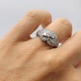 Classic Retro Ribbon Design Diamond Platinum Ring Ring Kirsten's Corner Jewelry
