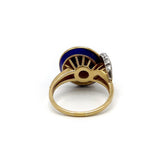 Art Deco 18K White and Yellow Gold, Blue Enamel, and Diamond Ring Ring Kirsten's Corner Jewelry