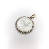 18K Gold & Platinum Mother of Pearl Madonna Medallion Pendant, Charm Kirsten's Corner Jewelry