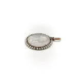 18K Gold & Platinum Mother of Pearl Madonna Medallion Pendant, Charm Kirsten's Corner Jewelry