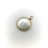 18K Gold & Platinum Mother of Pearl Madonna Medallion Pendant, Charm Kirsten's Corner Jewelry