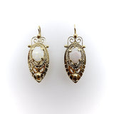14K Gold and Opal Etruscan Revival Drop Earrings Earrings Kirsten's Corner Jewelry