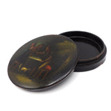 Papier Mache Hand Painted Snuff Box circa 1840 Box Kirsten's Corner Jewelry