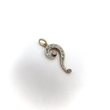 Edwardian 14K Gold & Diamond Question Mark Pendant / Charm Pendant, Charm Kirsten's Corner