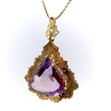 Mid-Century Modernist 14K Gold Amethyst Pendant Necklace Pendant Kirsten's Corner Jewelry