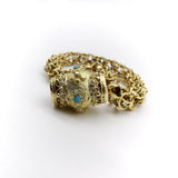 Georgian 14K and 18K Barrel Clasp Bracelet with Turquoise Cabochons bracelets Kirsten's Corner