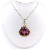 Mid-Century Modernist 14K Gold Amethyst Pendant Necklace Pendant Kirsten's Corner Jewelry