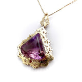Mid-Century Modernist 14K Gold Amethyst Pendant Necklace Pendant Kirsten's Corner Jewelry