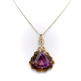 Mid-Century Modernist 14K Gold Amethyst Pendant Necklace Pendant Kirsten's Corner Jewelry