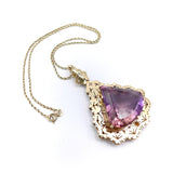 Mid-Century Modernist 14K Gold Amethyst Pendant Necklace Pendant Kirsten's Corner Jewelry