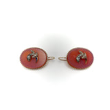 14K Victorian Carnelian Earrings with Diamond Leaf Detail Earrings Kirsten's Corner Jewelry