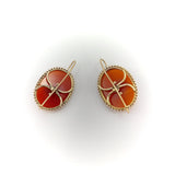 14K Victorian Carnelian Earrings with Diamond Leaf Detail Earrings Kirsten's Corner Jewelry