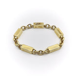 Blocky 14K Gold Alternating Bar and Link Vintage Bracelet bracelets Kirsten's Corner