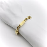 Blocky 14K Gold Alternating Bar and Link Vintage Bracelet bracelets Kirsten's Corner