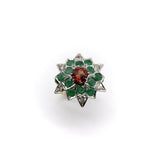18K Gold Starburst Ring with Spessartite Garnet, Emeralds, and Diamonds Ring Kirsten's Corner Jewelry