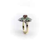 18K Gold Starburst Ring with Spessartite Garnet, Emeralds, and Diamonds Ring Kirsten's Corner Jewelry