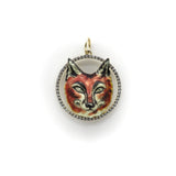 14K Gold Enameled Fox Pendant with Diamond Halo Pendant, Charm Kirsten's Corner