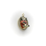 14K Gold Enameled Fox Pendant with Diamond Halo Pendant, Charm Kirsten's Corner